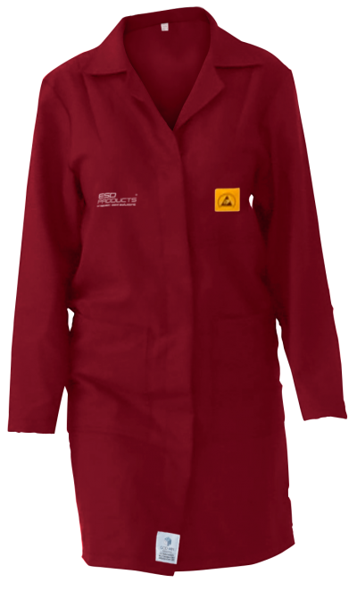 ESD Lab Coat 2/3 Length ESD Smock Burgundy Female 3XL Antistatic Clothing ESD Garment